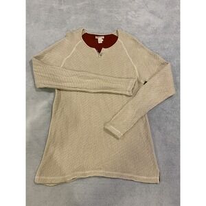 men's carbon2cobalt Long Sleeve‎ Pullover 2 Button Sweater Beige Cotton L Large